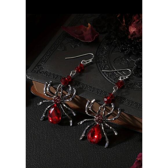 Spooky Halloween Spider Earrings - Picture 2 of 2